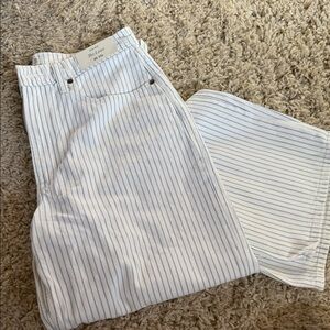 Abercrombie White Pants with Blue Pinstripes